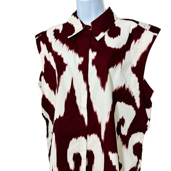 Printed Tapered Sleeveless Button Up Shirt - Picture 7 of 10